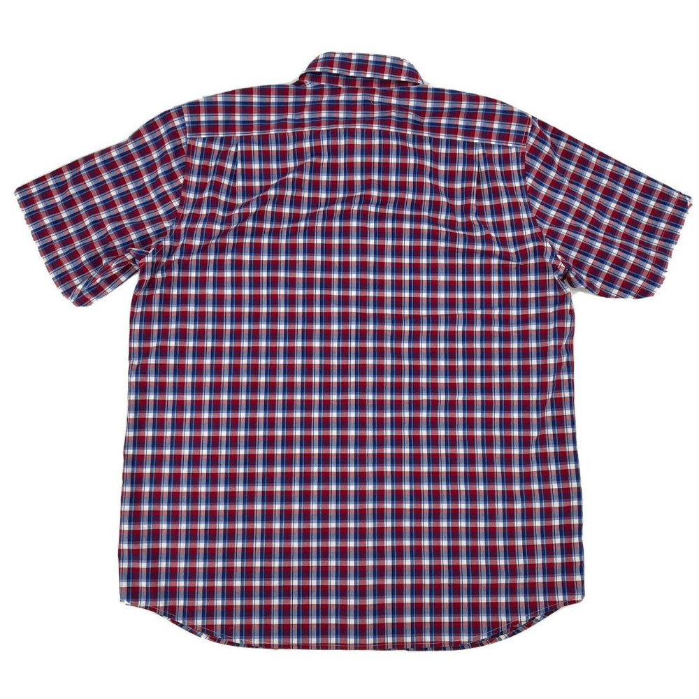L.L. Bean Shirt Men's L-Reg Red White Blue Plaid Traditional Fit Short Sleeve - Picture 3 of 7
